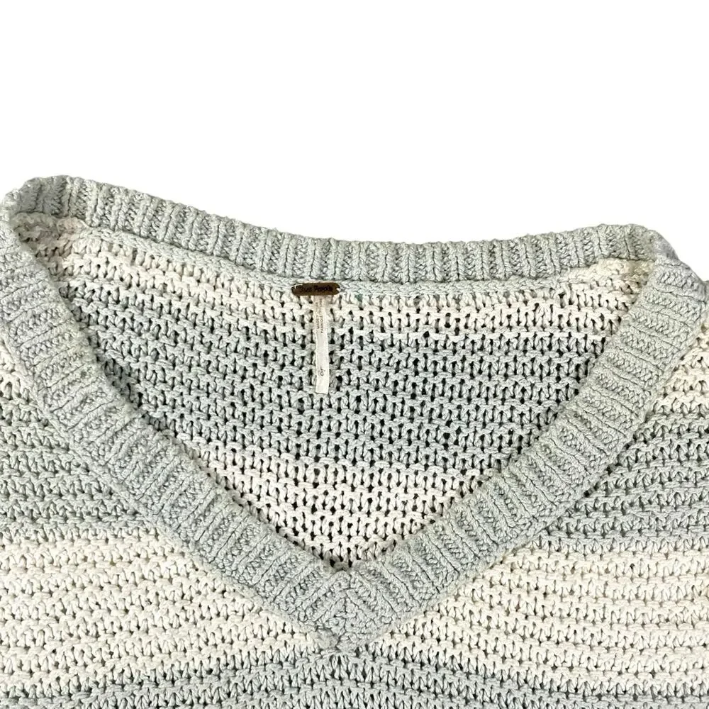 Free People Parkslope Mint Ivory Knit Sweater - L
